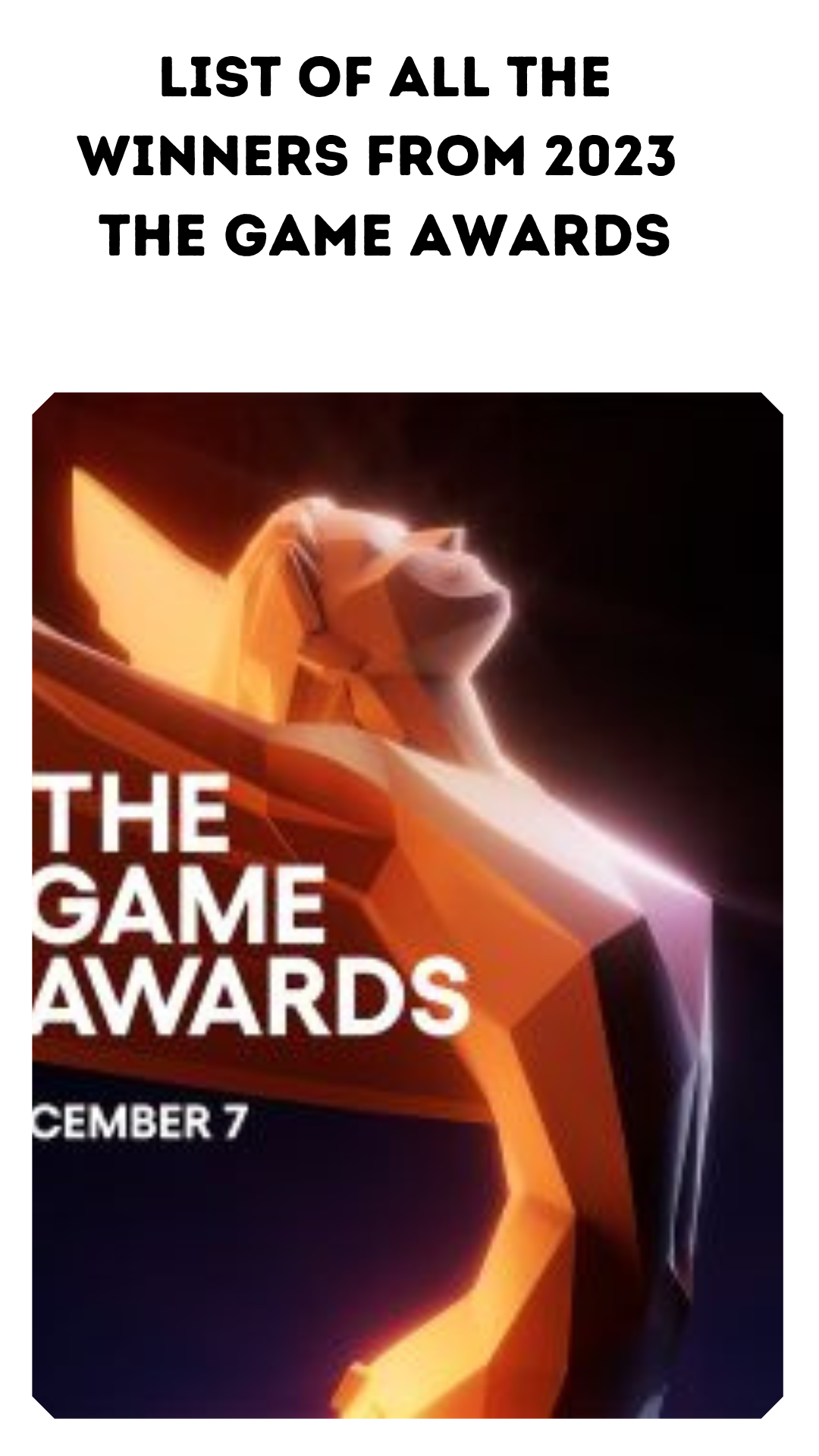 List Of All The Winners from The Game Awards 2023